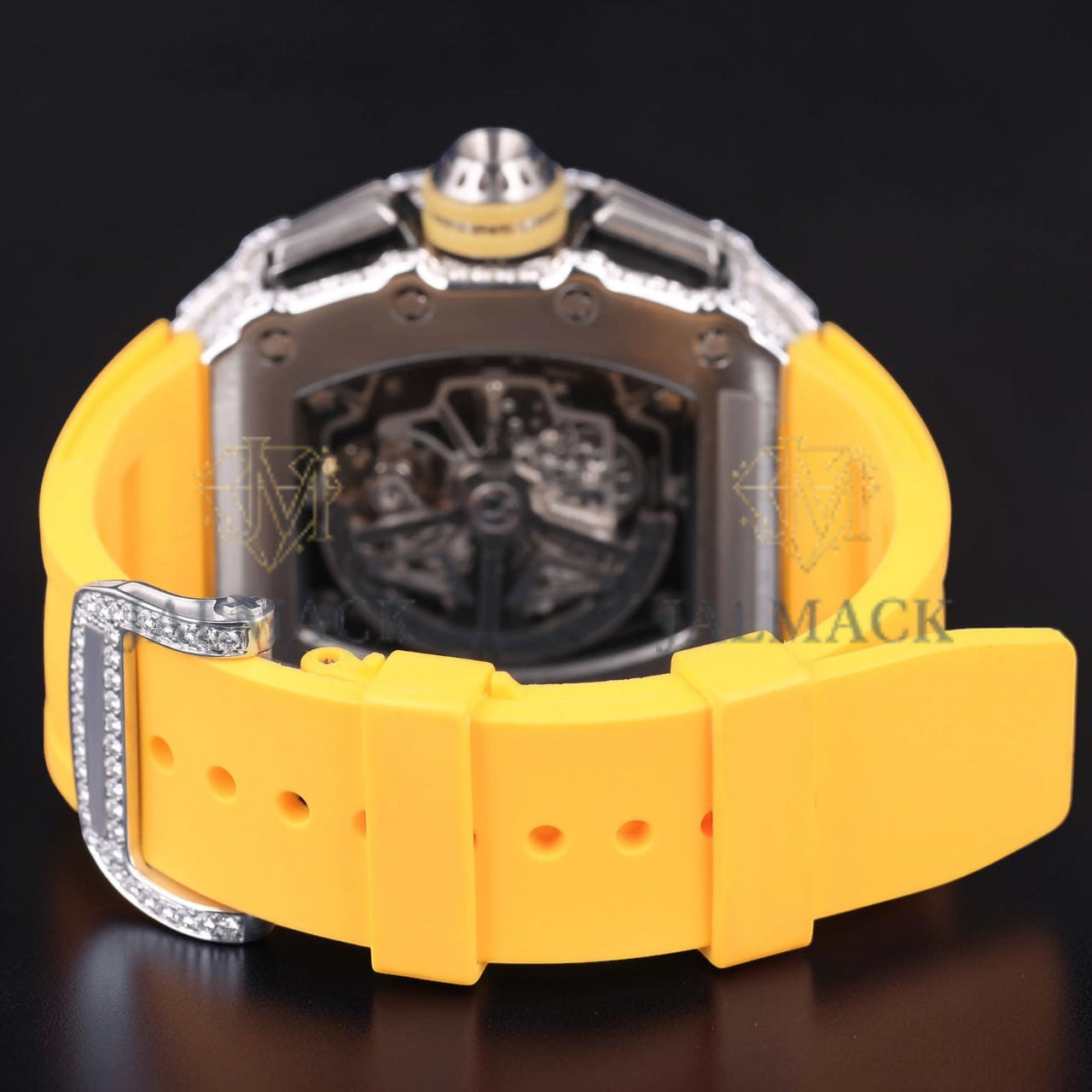 Luxury Yellow Rubber Strap Moissanite Watch