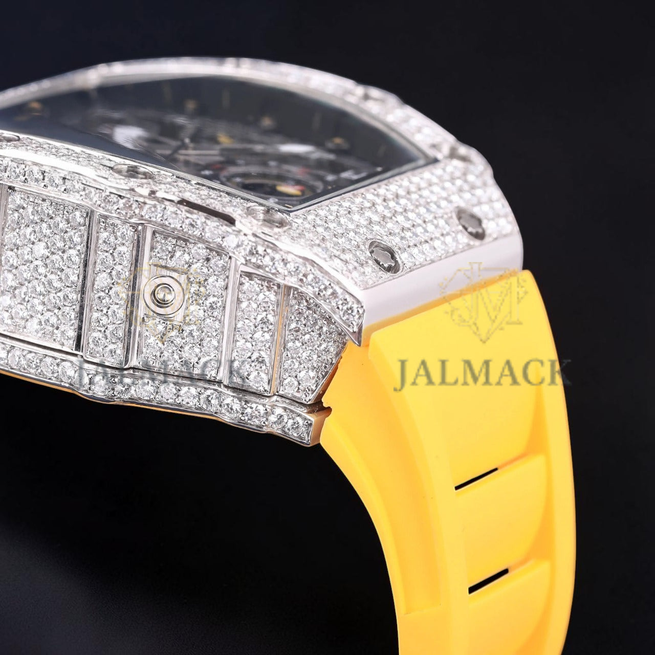 Luxury Yellow Rubber Strap Moissanite Watch