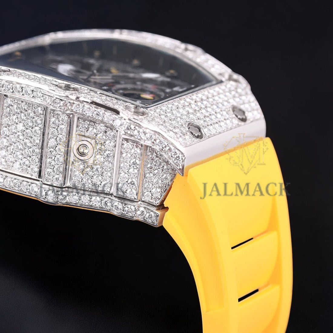 Luxury Yellow Rubber Strap Moissanite Watch