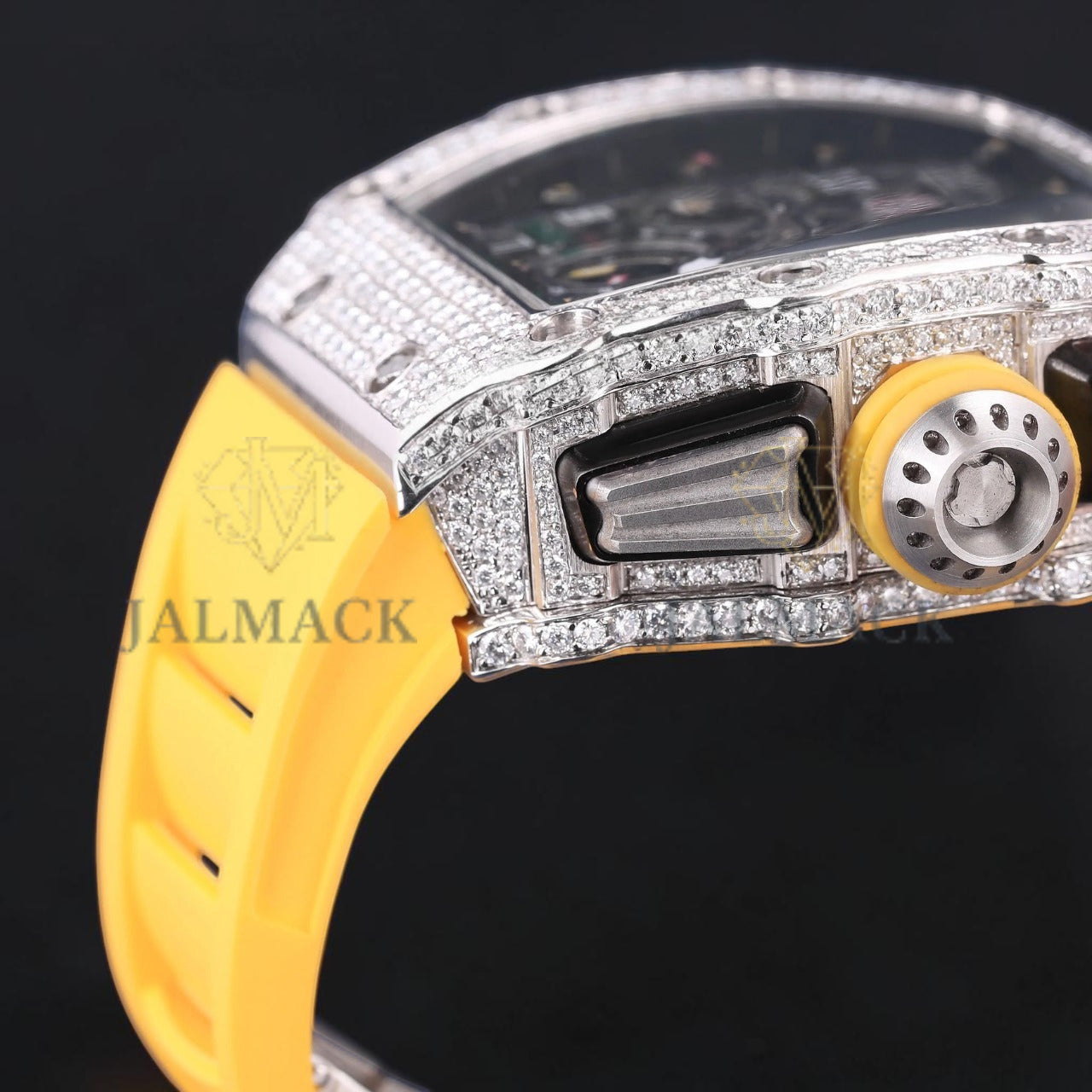 Luxury Yellow Rubber Strap Moissanite Watch