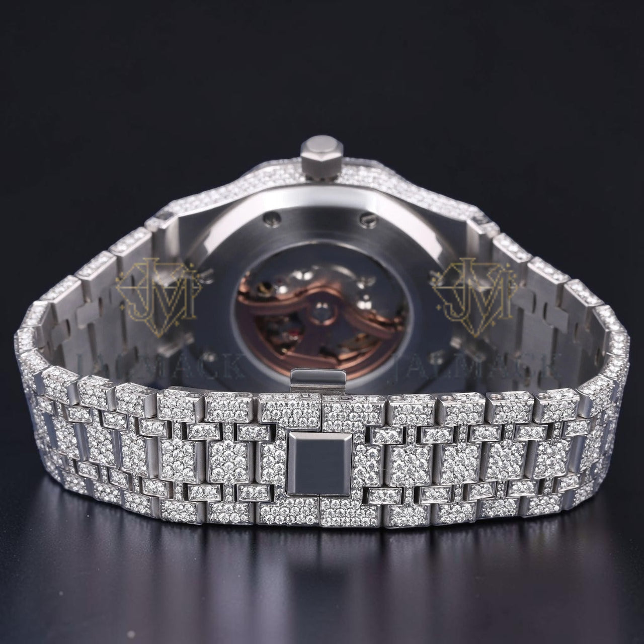 Red Arabic Letter Moissanite Diamond Dial Automatic Watch