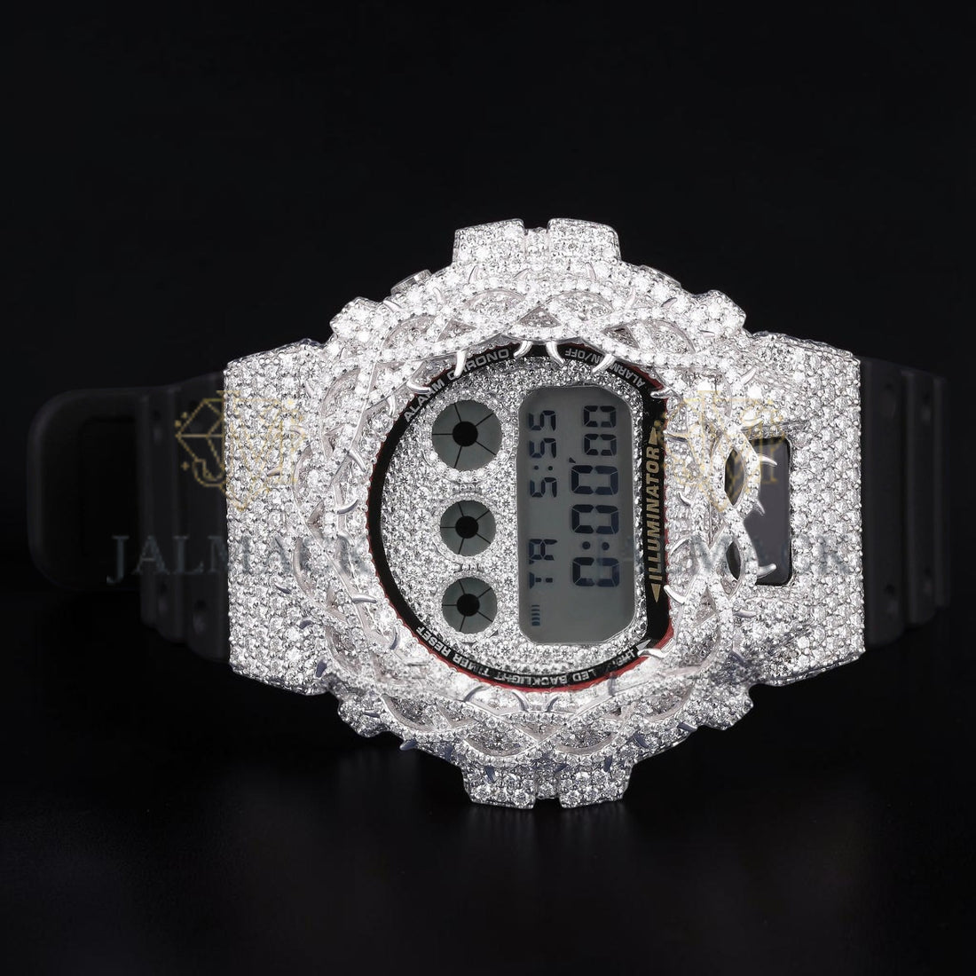 Luxury G-Shock Moissanite Watch Cover VVS1 D Color Fully Iced Silver Case