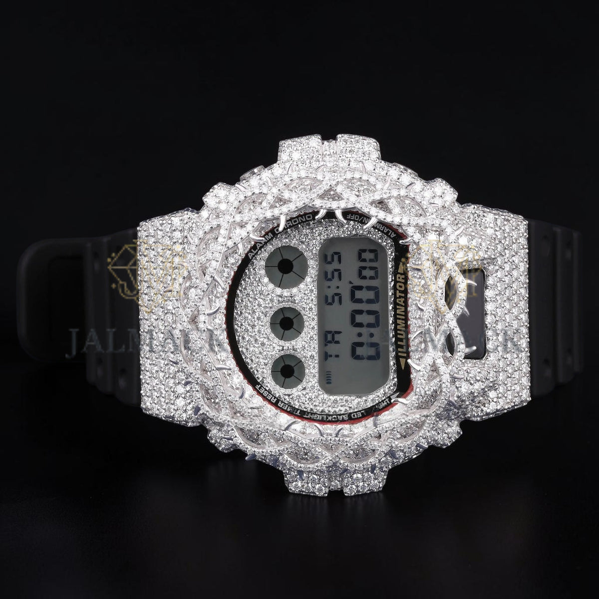 Luxury G-Shock Moissanite Watch Cover VVS1 D Color Fully Iced Silver Case