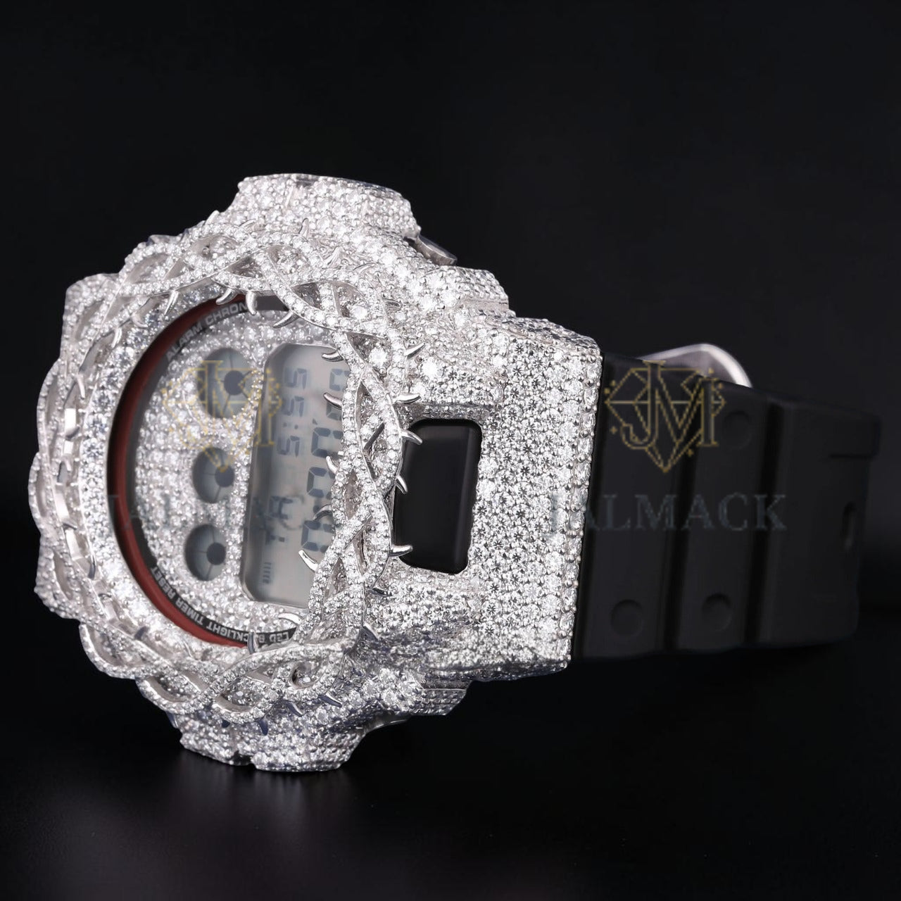 Luxury G-Shock Moissanite Watch Cover VVS1 D Color Fully Iced Silver Case