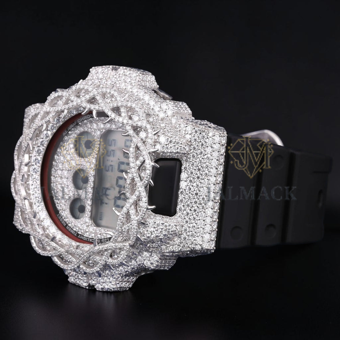 Luxury G-Shock Moissanite Watch Cover VVS1 D Color Fully Iced Silver Case