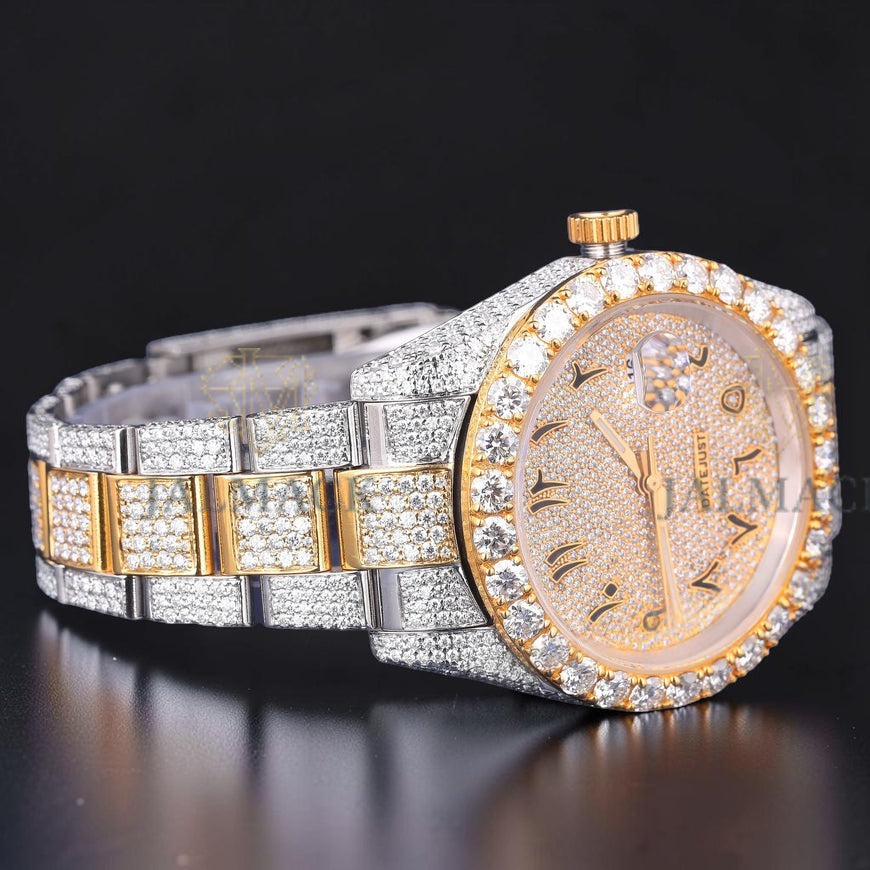 Gold Arabic Letter Moissanite Diamond Marker Automatic Watch