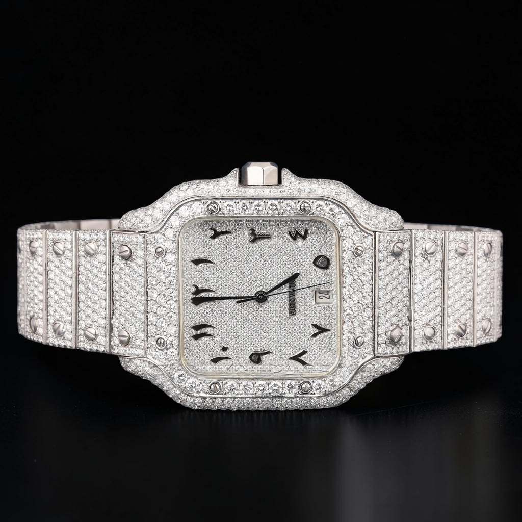 VVS1 D Color Moissanite Square Diamond Automatic Watch