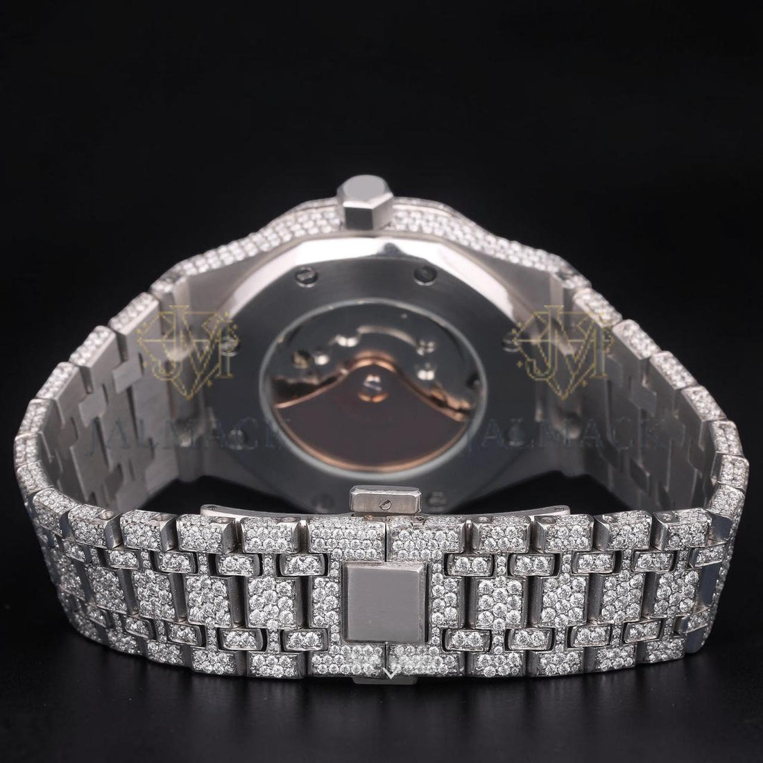 Silver Fully Iced Moissanite Date Watch VVS1 D Color Fully Iced Out
