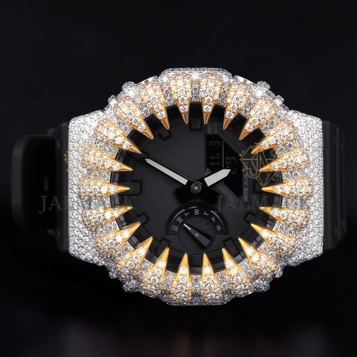 Luxury Two Tone Spike Moissanite Watch