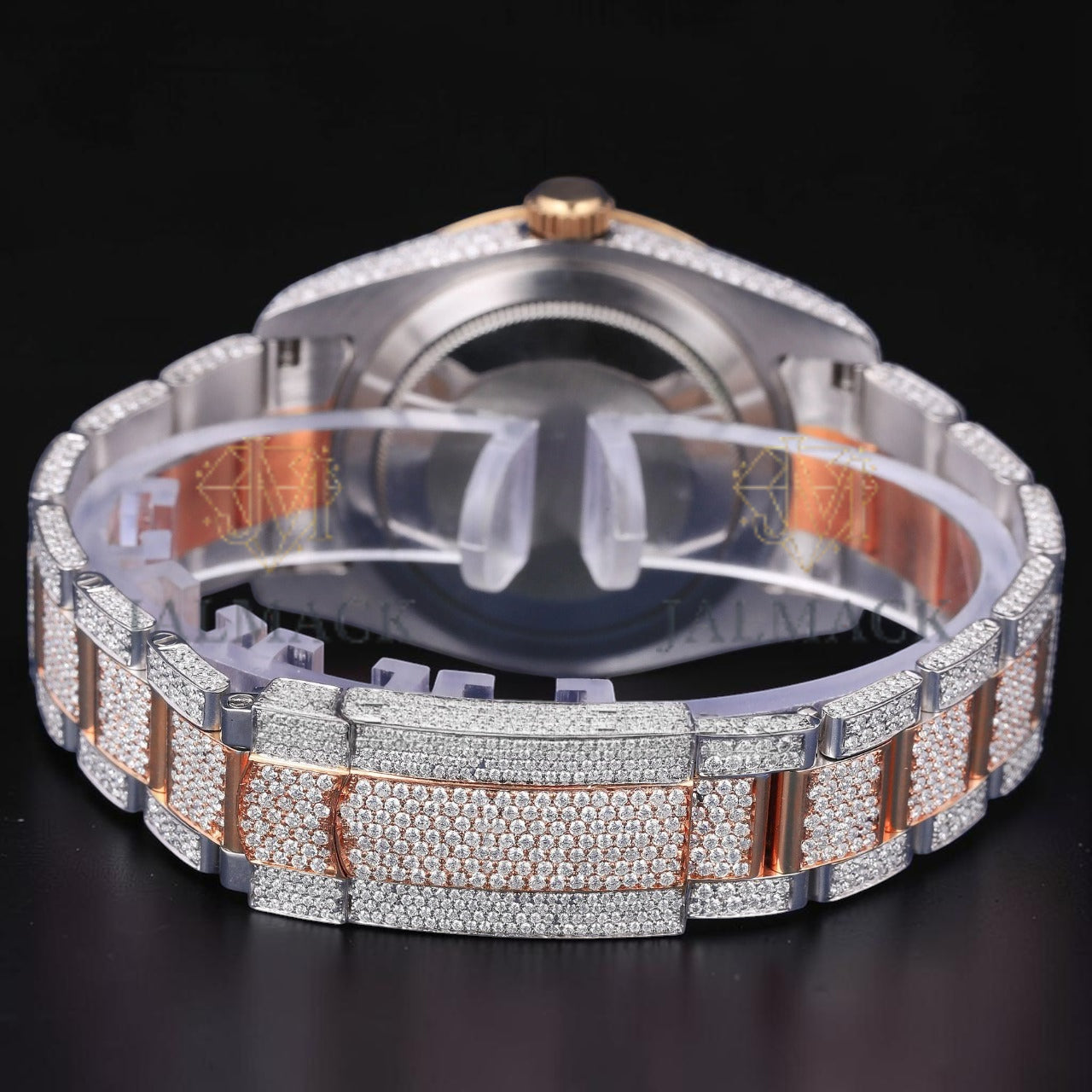 Luxury Rose Gold Two Tone Moissanite Automatic Diamond Style Watch