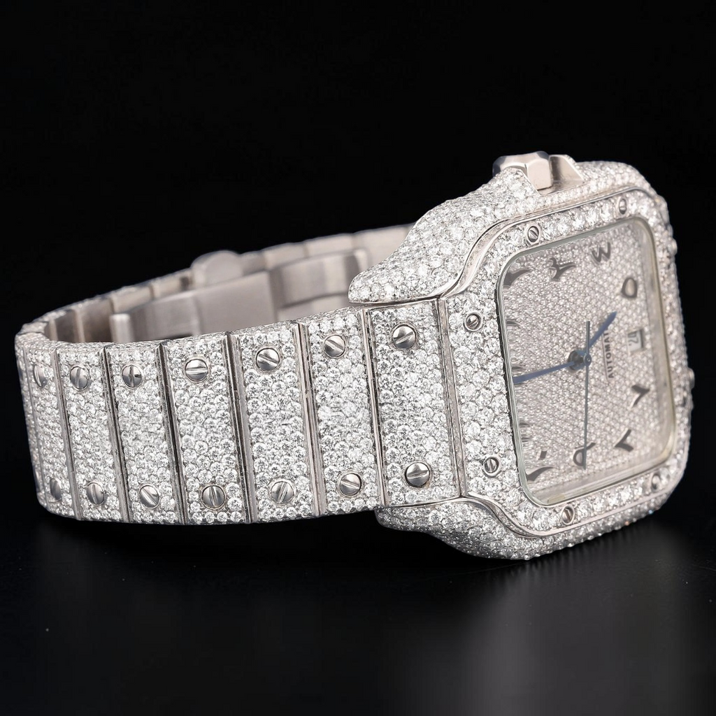 VVS1 D Color Moissanite Square Diamond Automatic Watch