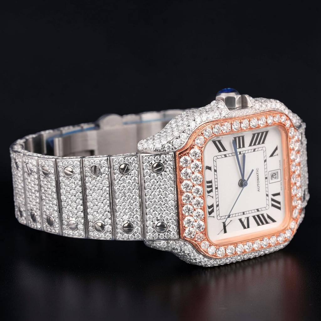 Luxury Square Rose Gold Moissanite Watch