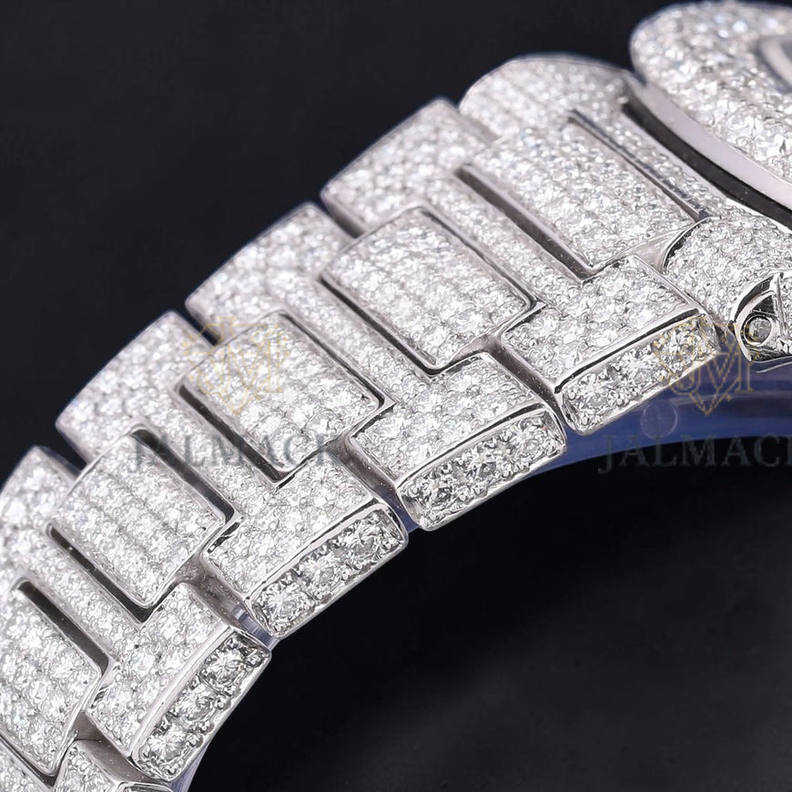 Silver Baguette Marker Moissanite Automatic Watch