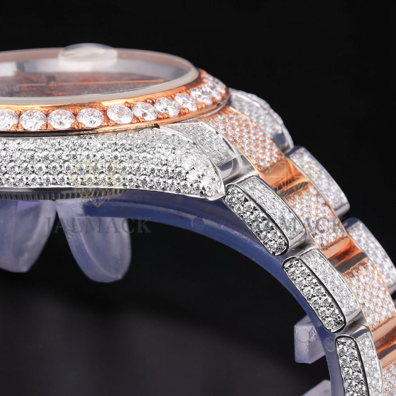 Luxury Rose Gold Two Tone Moissanite Automatic Diamond Style Watch