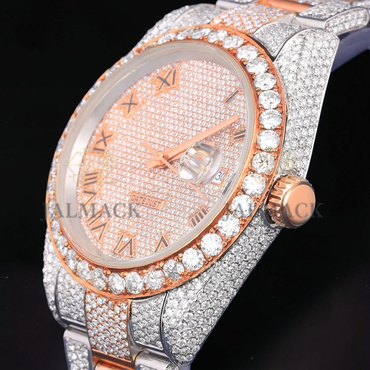 Luxury Rose Gold Two Tone Moissanite Automatic Diamond Style Watch
