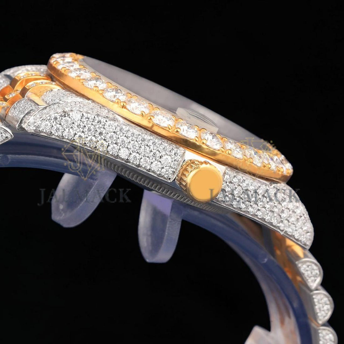 VVS1 D Color Moissanite Two Tone Diamond Automatic Watch