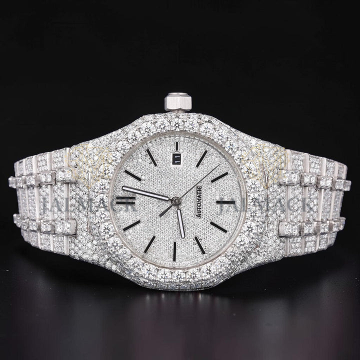 Luxury Silver Fully Iced Moissanite Watch