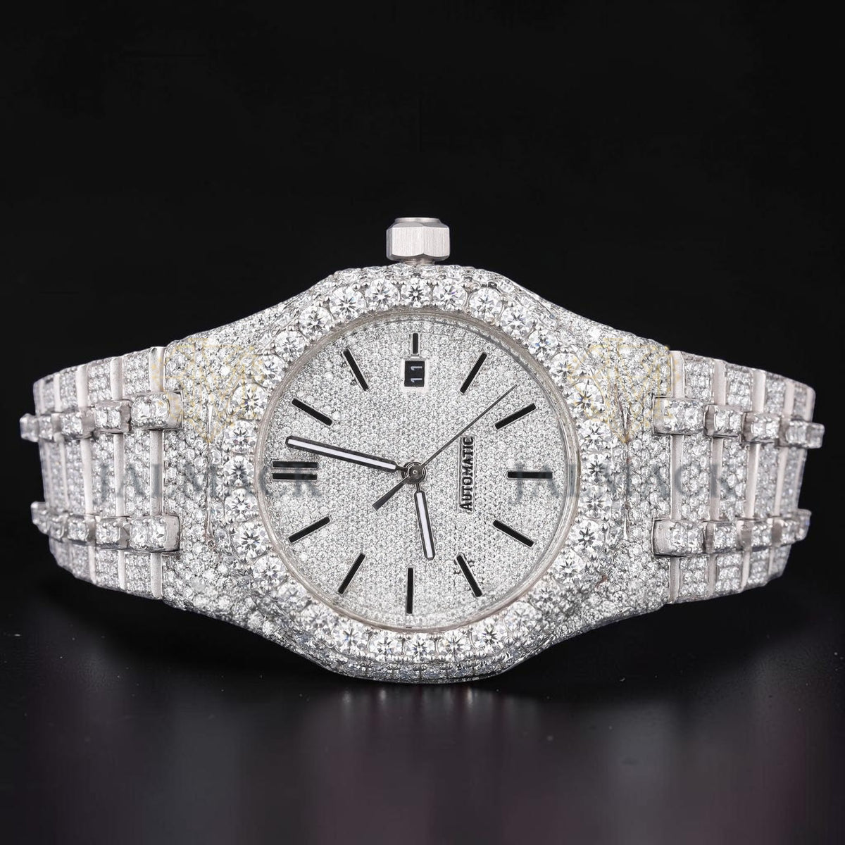Luxury Silver Fully Iced Moissanite Watch