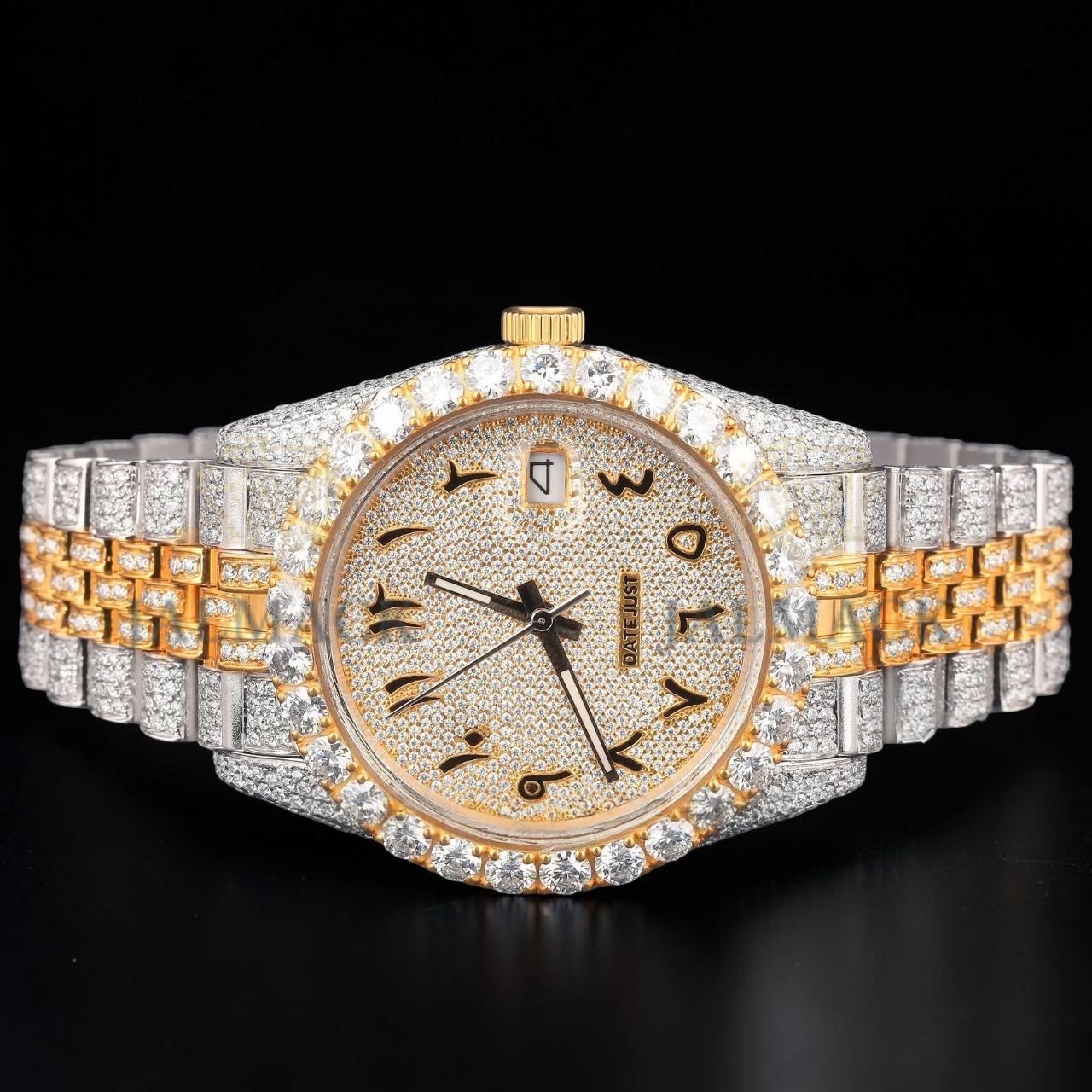VVS1 D Color Moissanite Two Tone Diamond Automatic Watch
