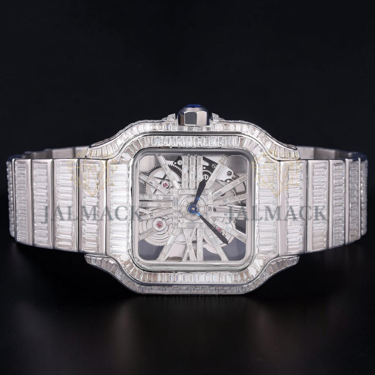 Luxury Skeleton Baguette Moissanite Automatic Watch
