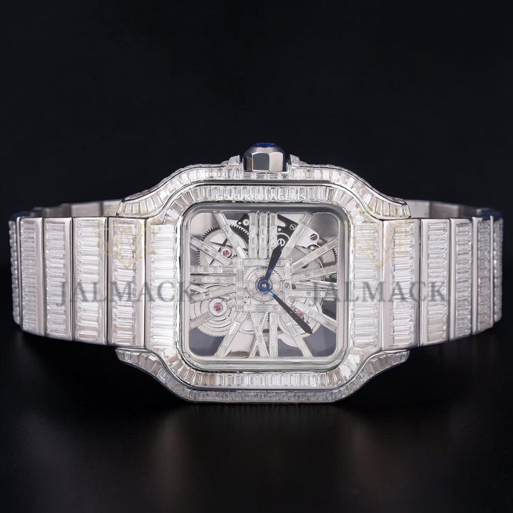 Luxury Skeleton Baguette Moissanite Automatic Watch