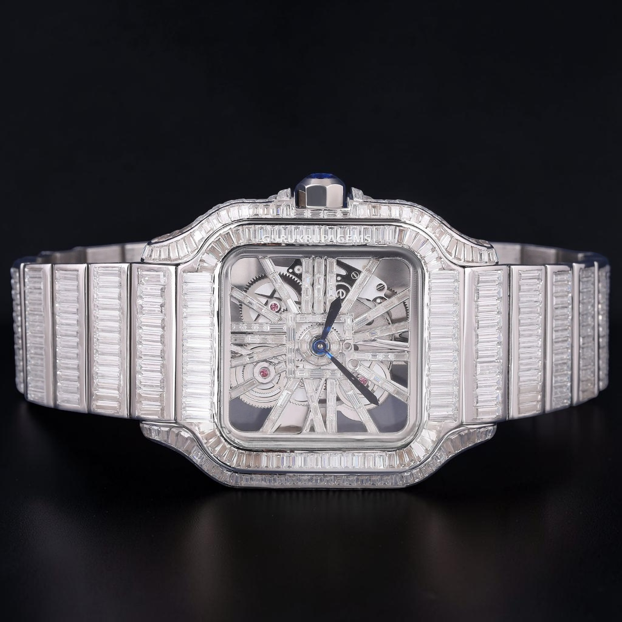 Luxury Skeleton Baguette Moissanite Automatic Watch