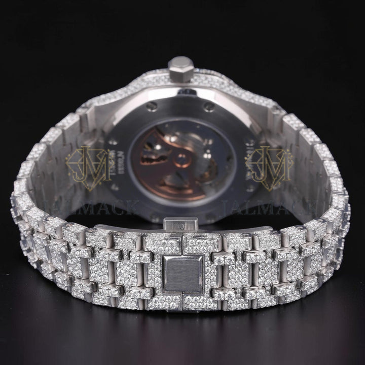 Luxury Silver Fully Iced Moissanite Watch