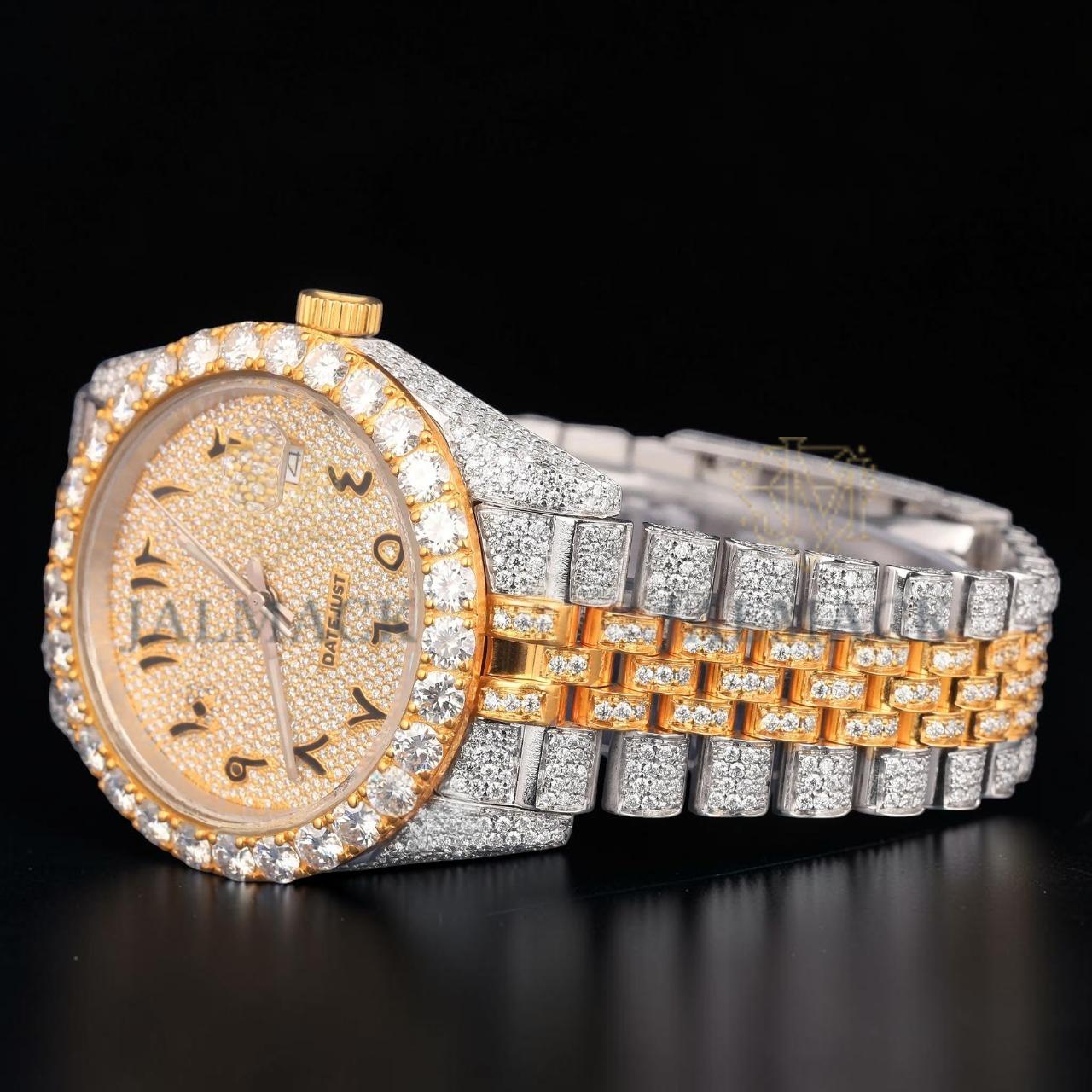 VVS1 D Color Moissanite Two Tone Diamond Automatic Watch