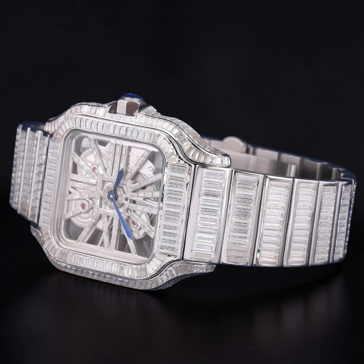 Luxury Skeleton Baguette Moissanite Automatic Watch