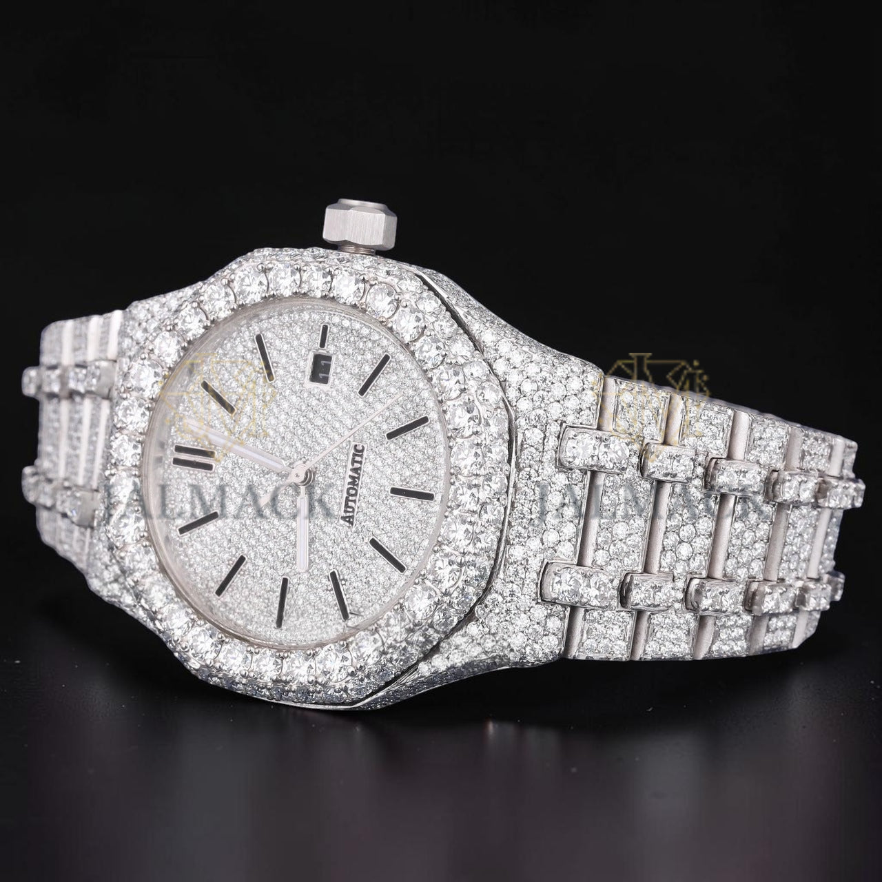 Luxury Silver Fully Iced Moissanite Watch
