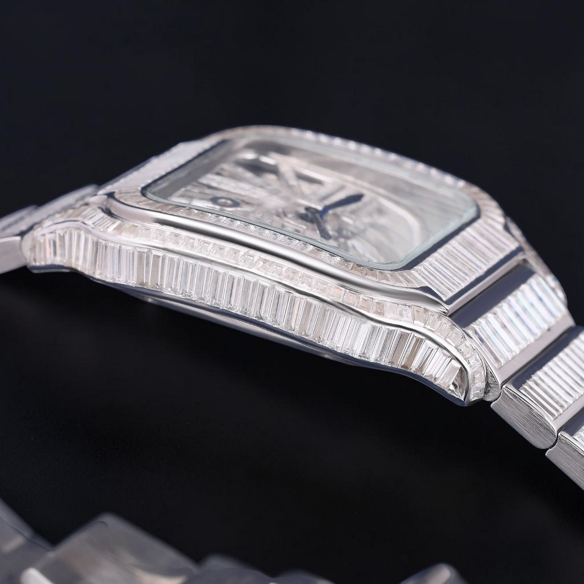 Luxury Skeleton Baguette Moissanite Automatic Watch