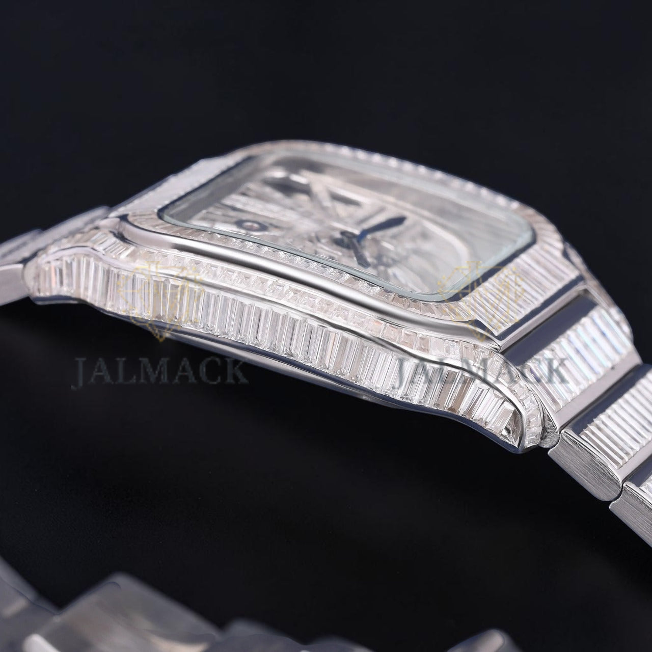 Luxury Skeleton Baguette Moissanite Automatic Watch