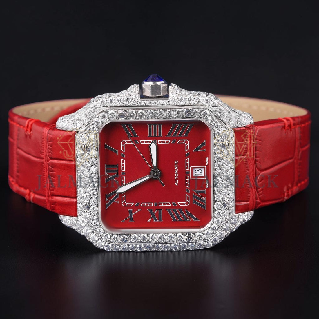 Luxury Red Dial Moissanite Watch Diamond Automatic Watch