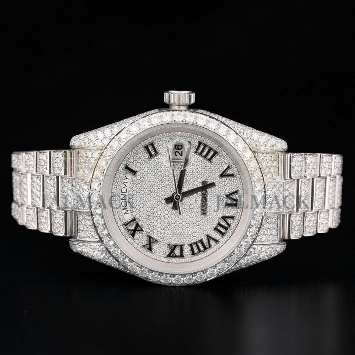 VVS1 D Color Moissanite Day Date Automatic Diamond Watch