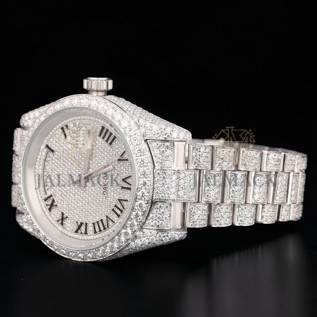 VVS1 D Color Moissanite Day Date Automatic Diamond Watch