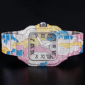 Luxury Rainbow moissanite and Gemstone Square Watch