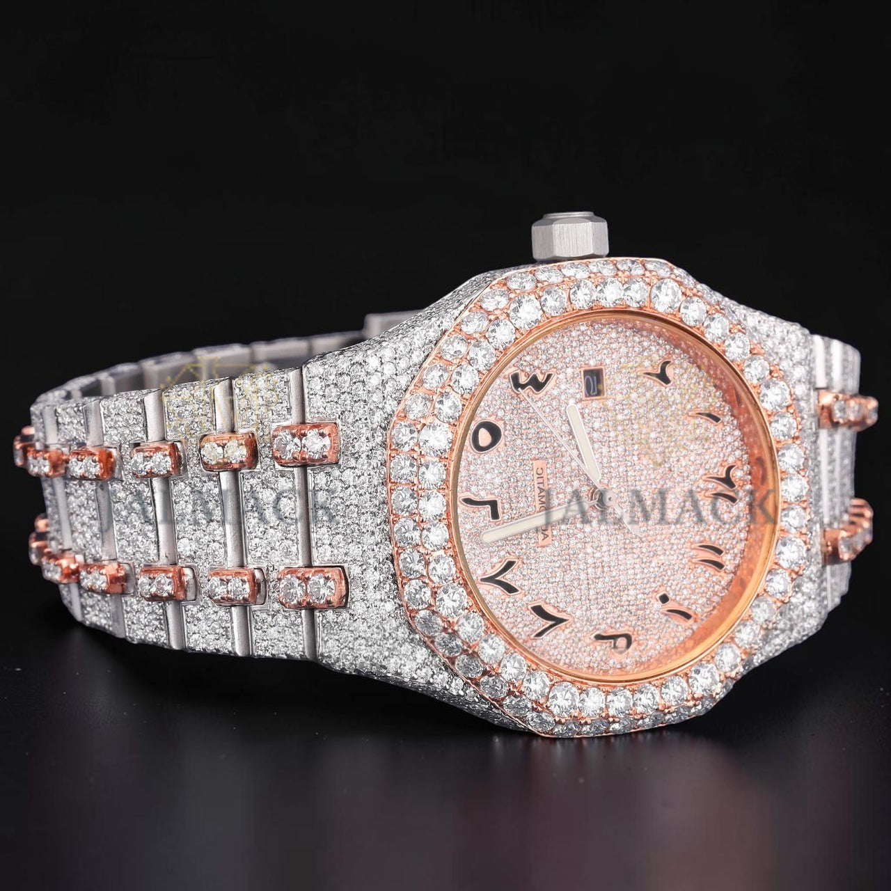 Luxury Rose Gold Arabic Moissanite Watch