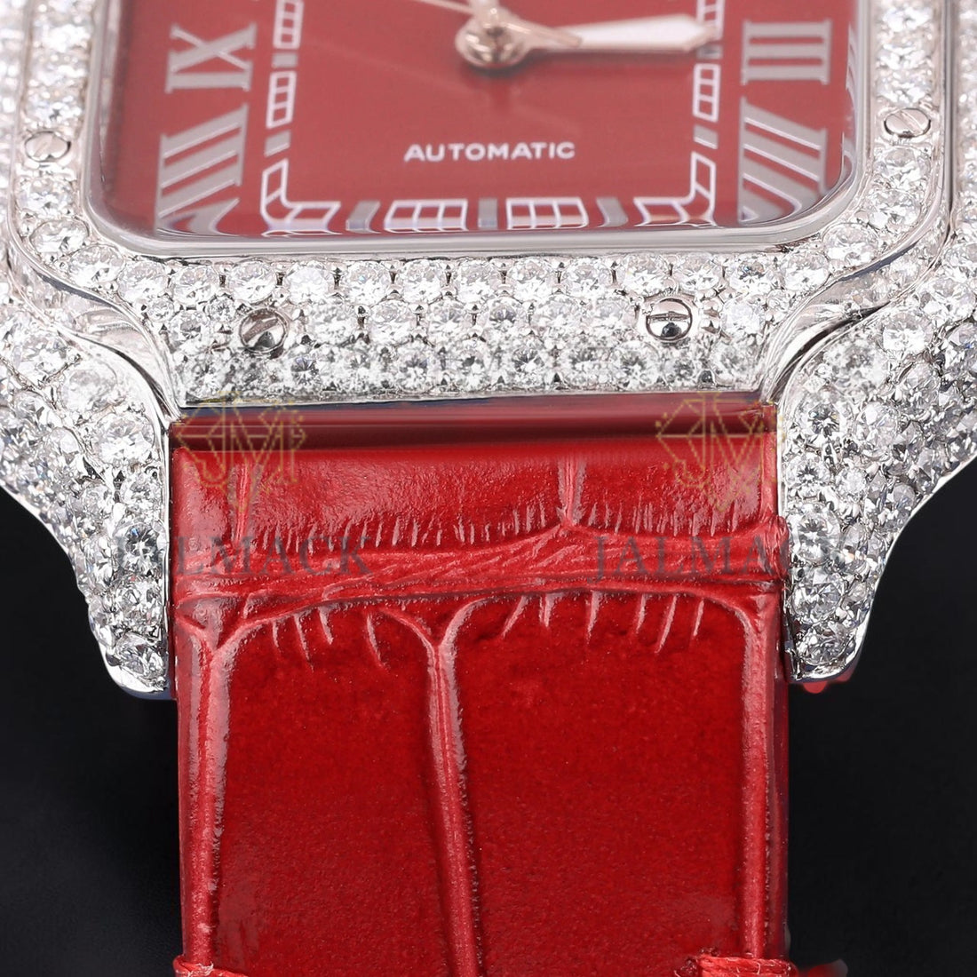 Luxury Red Dial Moissanite Watch Diamond Automatic Watch