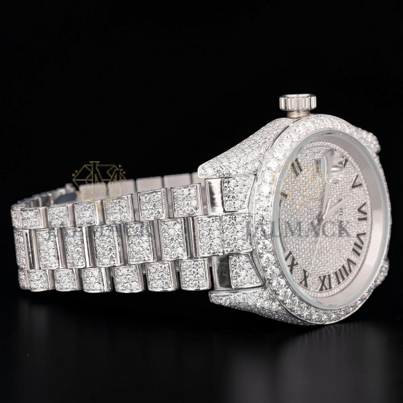 VVS1 D Color Moissanite Day Date Automatic Diamond Watch