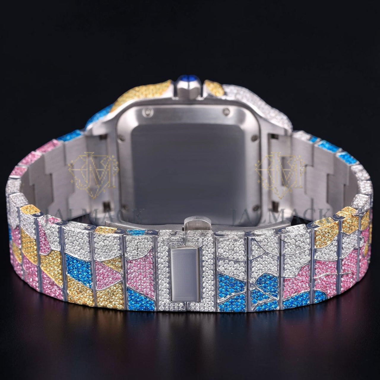 Luxury Rainbow Gemstone Square Watch