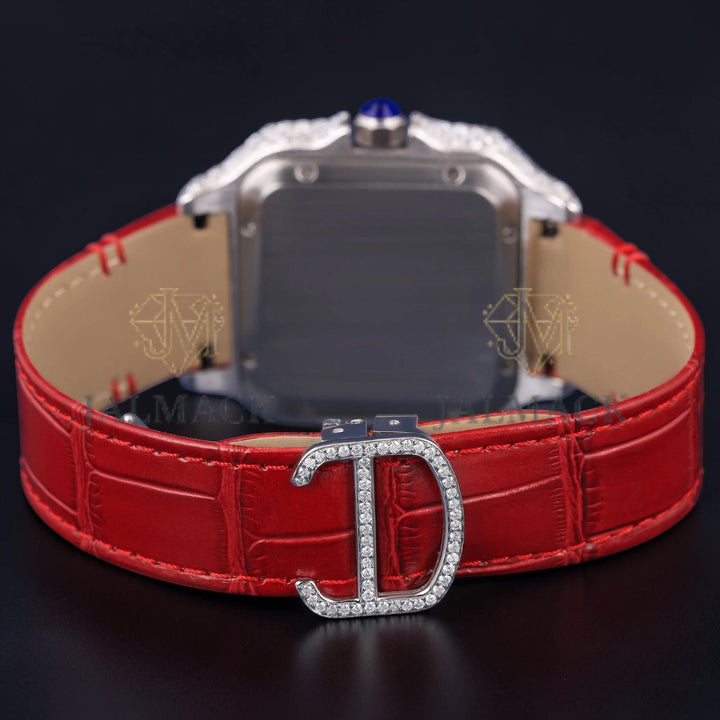 Luxury Red Dial Moissanite Watch Diamond Automatic Watch