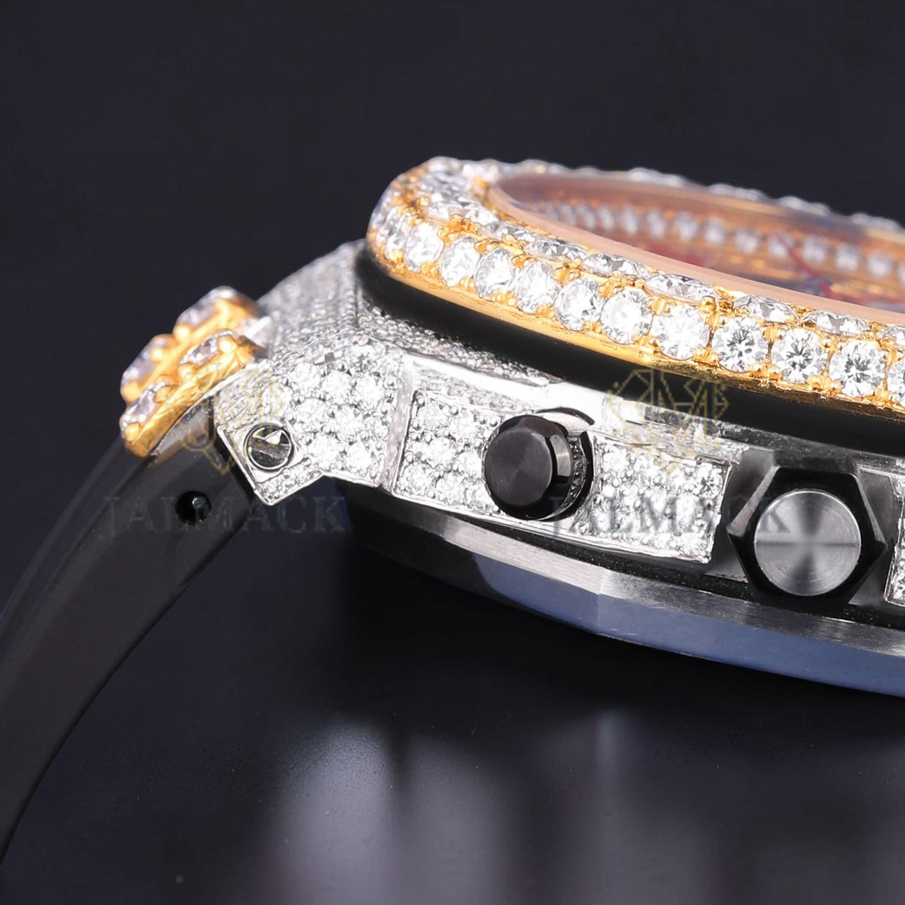 Red Numeral Chronograph Moissanite Diamond Watch