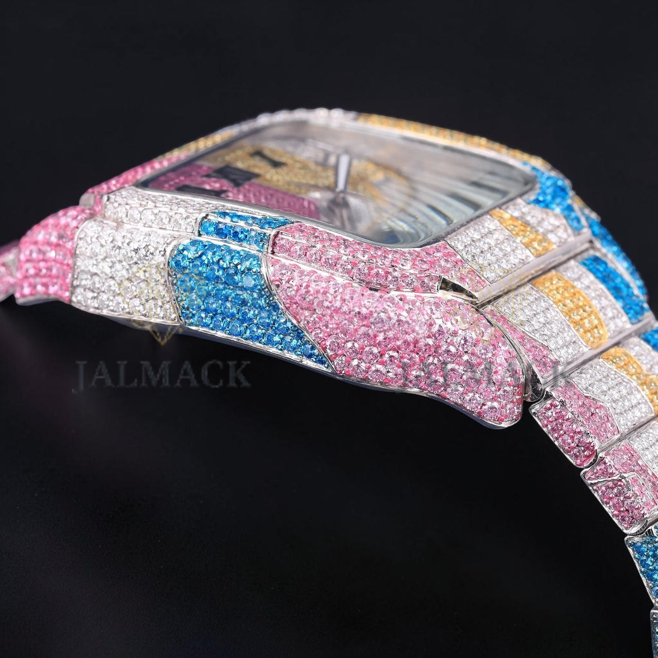 Luxury Rainbow Gemstone Square Watch