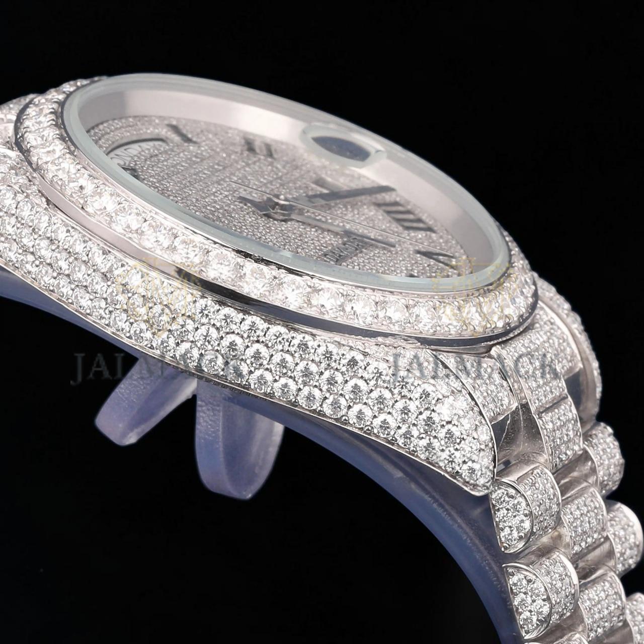 VVS1 D Color Moissanite Day Date Automatic Diamond Watch