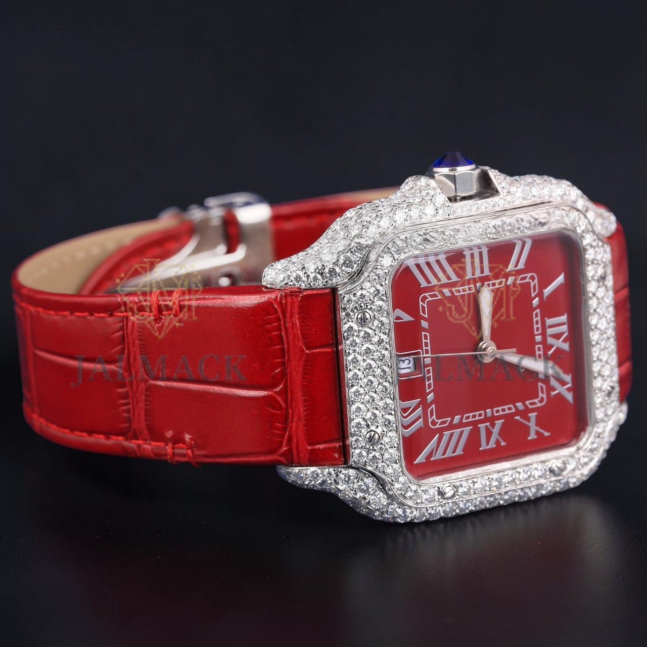 Luxury Red Dial Moissanite Watch Diamond Automatic Watch