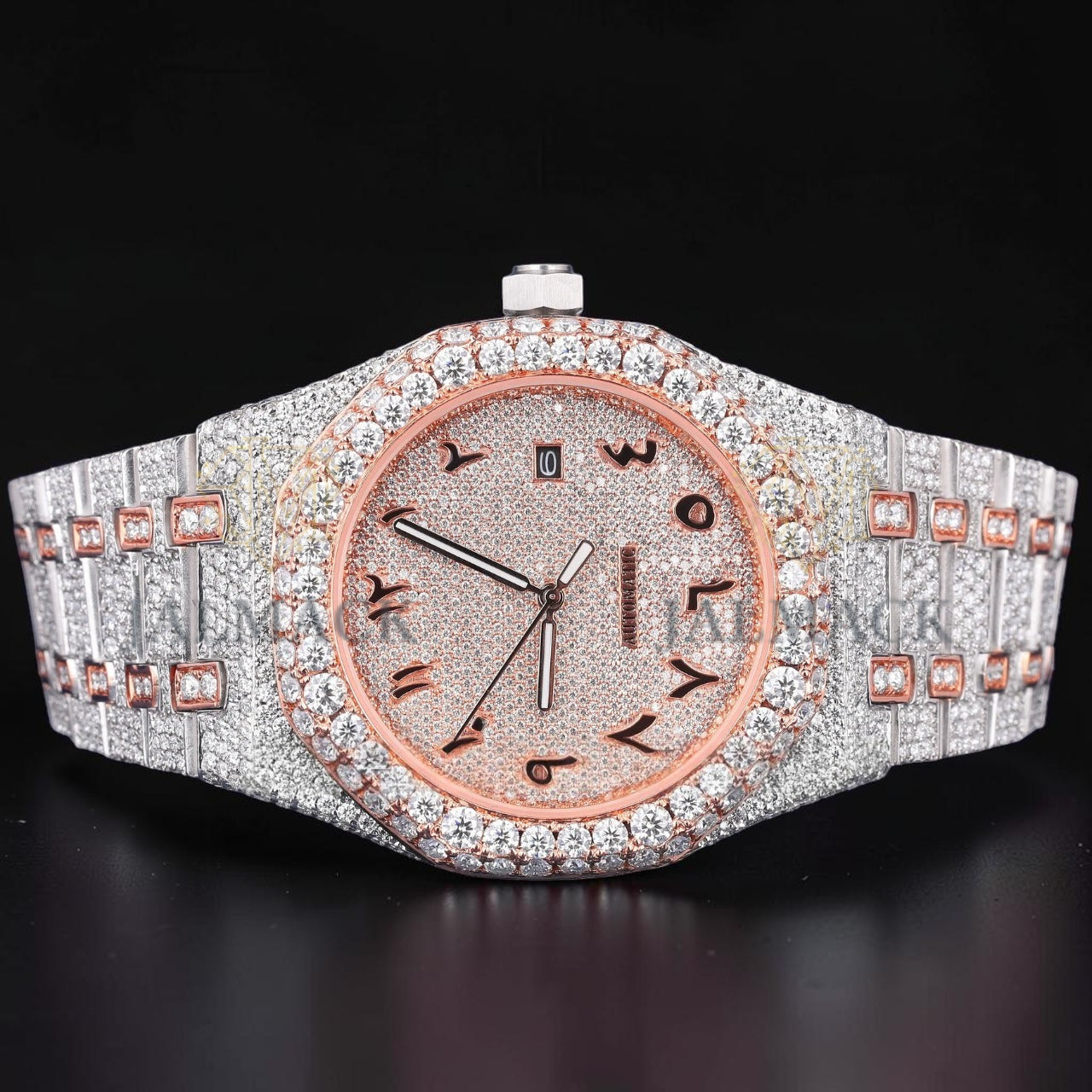Luxury Rose Gold Arabic Dial Moissanite Automatic Watch
