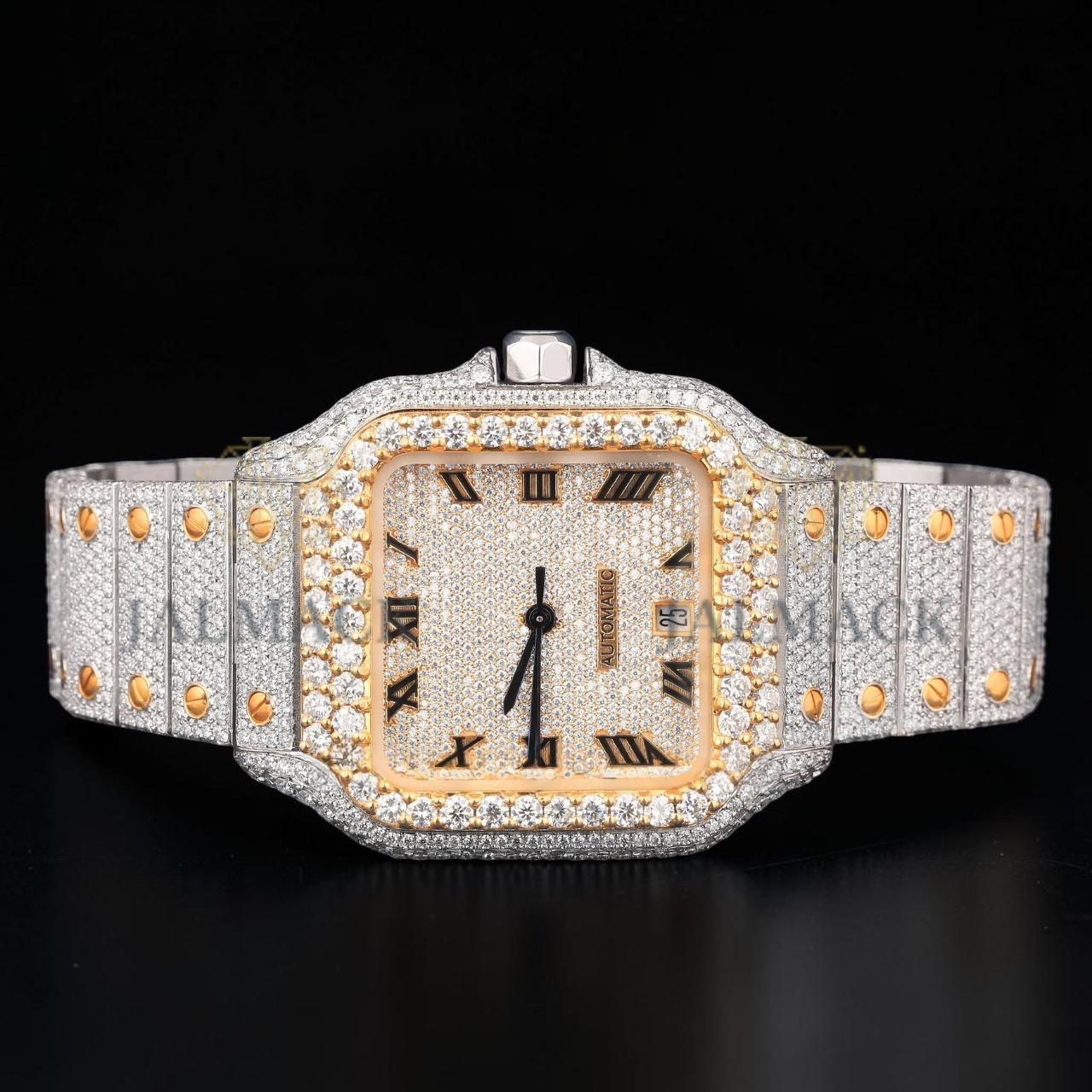 VVS1 D Color Two Tone Square Moissanite Automatic Watch