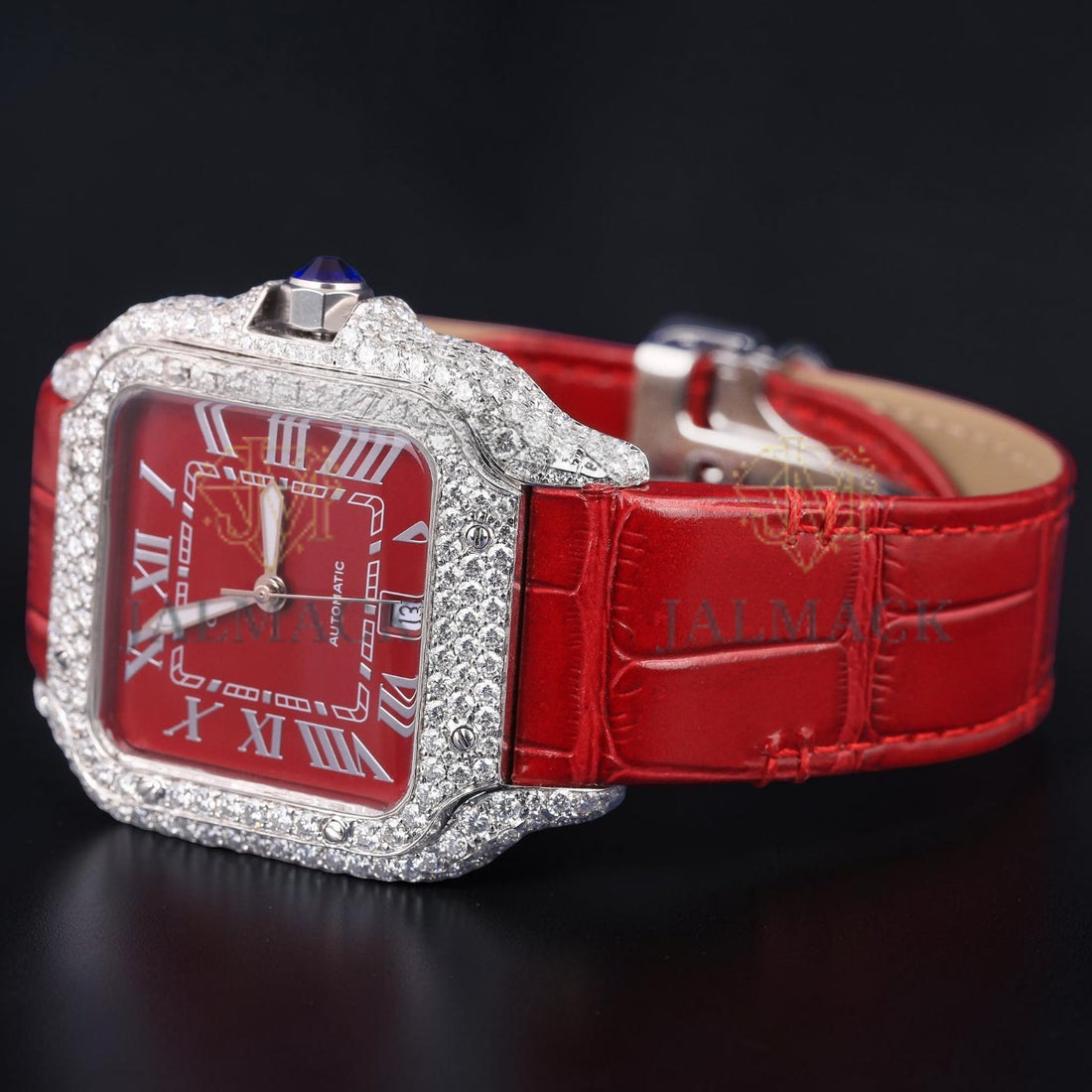 Luxury Red Dial Moissanite Watch Diamond Automatic Watch
