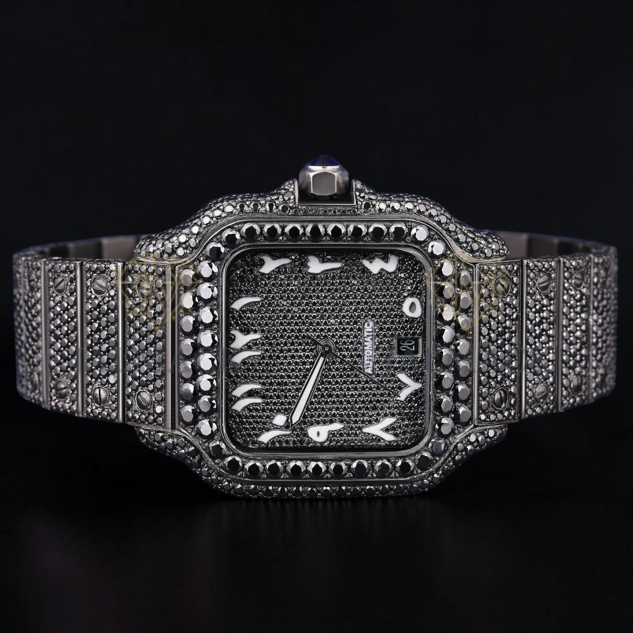Luxury Black Square Moissanite Watch