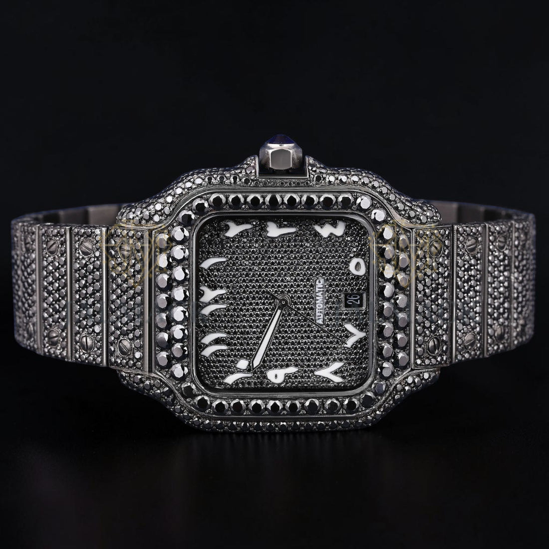 Luxury Black Square Moissanite Watch